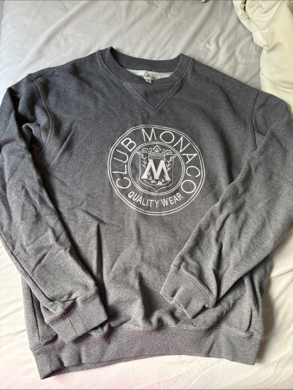 Club Monaco Charcoal Gray Logo Crewneck Sweater